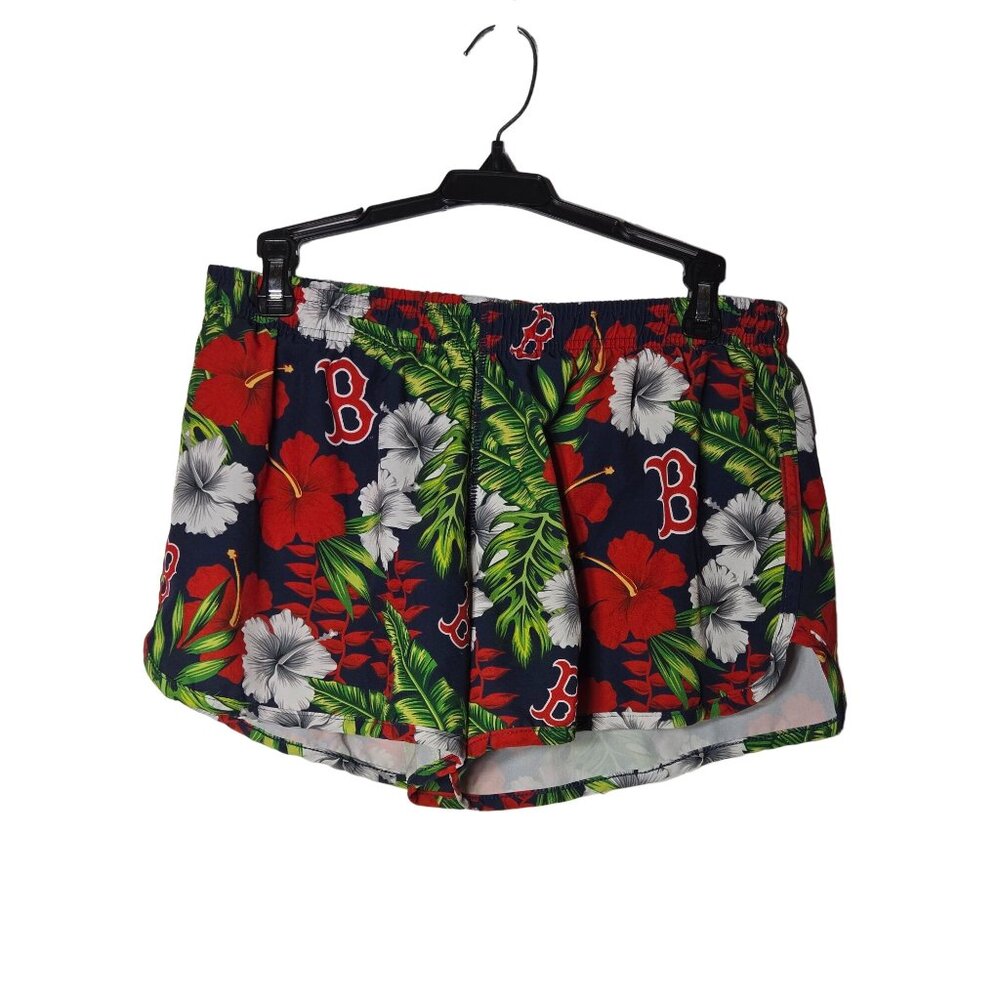 MLB Boston Red Sox Hawaiian Print Shorts Genuine Merchandise Summer Floral Swim‎